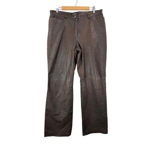 Chevirex Germany 100% leather straight‎ leg relaxed pants brown sz 14